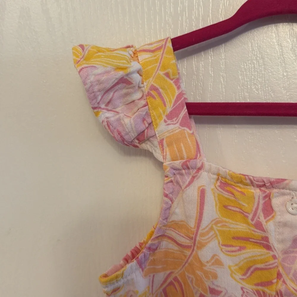 Cat & Jack Toddler Girls Sleeveless Tropical Top Size 5T 100% cotton Pink Yellow